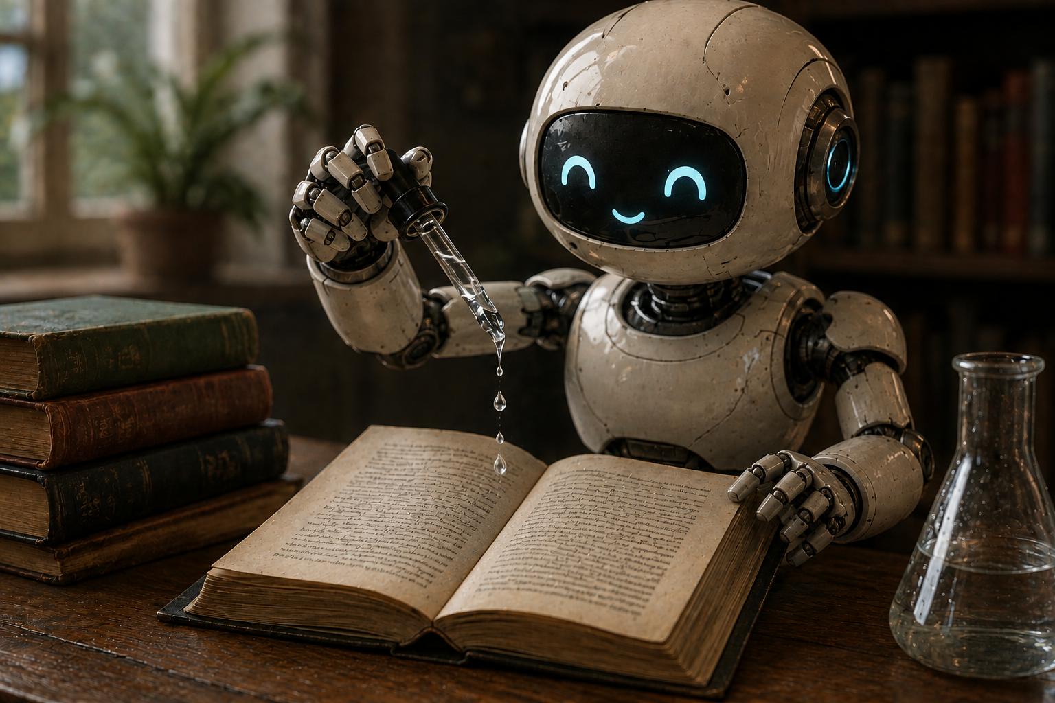 Illustration of AI-generated text being stamped with a watermark